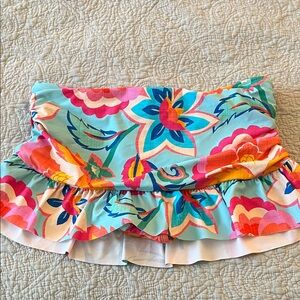 La Blanca Turquoise Floral Swim Skirt with Pink & Blue Accents